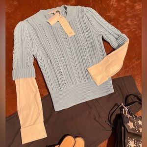 💞NWT veronica beard women sweater size S blue white